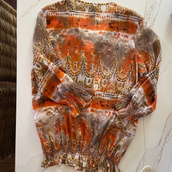 Marc Bouwer Beaded Printed Blouson Top S Small - Picture 3 of 8